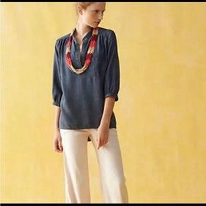 Anthropologie Elevenses Women’s Blue 3/4 Sleeve Blouse Size Large